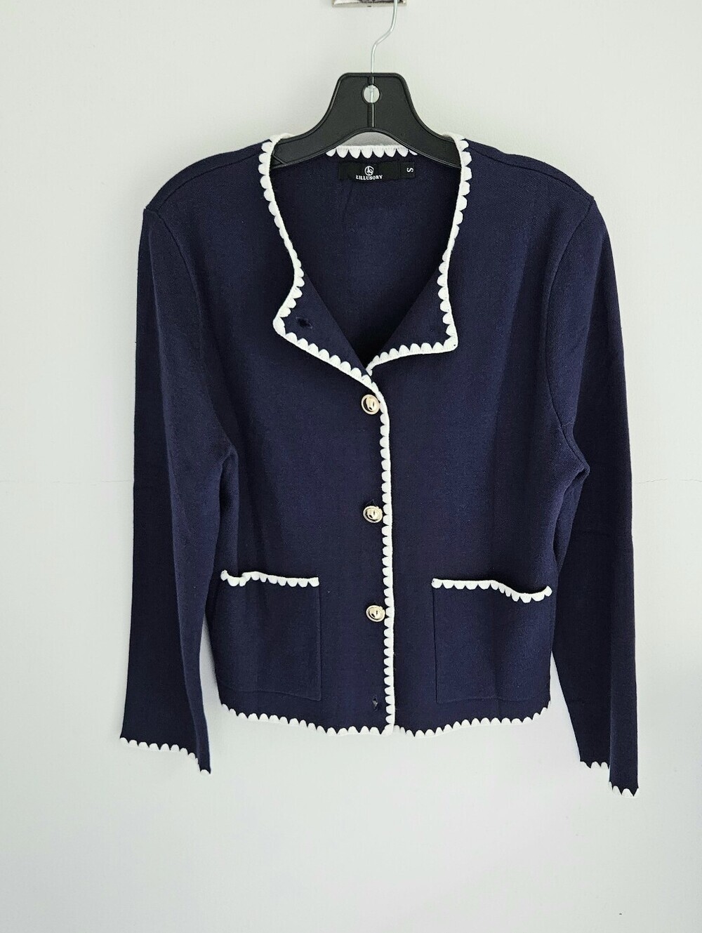 Lillusory Navy Blue Knit Jacket Small